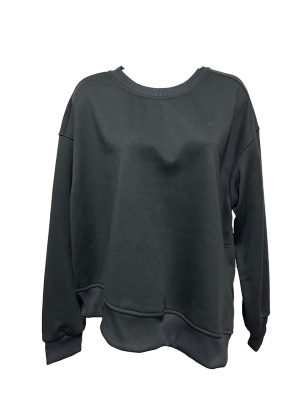 NWOT Halara Round Neck Dropped Shoulder Long Sleeve Split Hem black in large